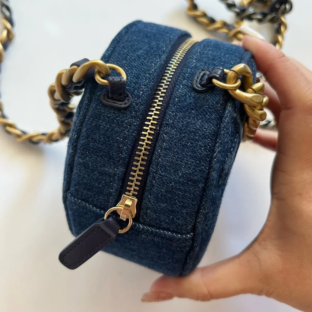 AUTHENTIC Chanel Round Denim mini bag - Picture 6 of 11
